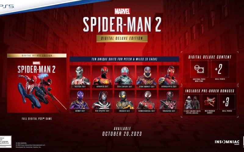 Insomniac Games Confirms Marvel's Spider-Man 2 Digital Deluxe Edition Skins are Not Unlockable w32324